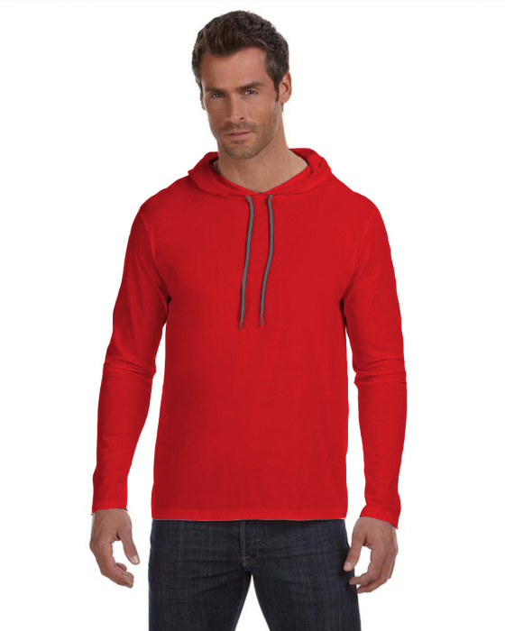 Men's Long Sleeve Shirts Anvil by Gildan Softstyle® Lightweight Hooded Long  Sleeve T-Shirt